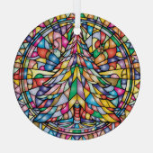 ステンドグラスのクリスマスツリー ガラスオーナメント (裏面)