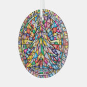 ステンドグラスのクリスマスツリー ガラスオーナメント (正面左)