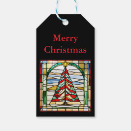 ステンドグラスのクリスマスツリー ギフトタグ