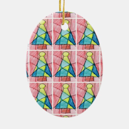 ステンドグラスのクリスマスツリー セラミックオーナメント (裏面)