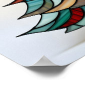 ステンドグラスのクリスマスツリー ポスター (角)