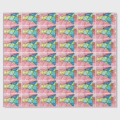 ステンドグラスのクリスマスツリー ラッピングペーパー (フラット)