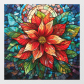 ステンドグラスのクリスマスフラワーレッドポインセチア ウィンドウサイン (シート)