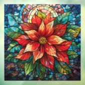 ステンドグラスのクリスマスフラワーレッドポインセチア ウィンドウサイン (シート3)