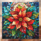 ステンドグラスのクリスマスフラワーレッドポインセチア ウィンドウサイン (シート2)