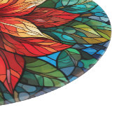 ステンドグラスのクリスマスフラワーレッドポインセチア カッティングボード (角)