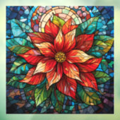 ステンドグラスのクリスマスポインセチアの窓の貼り ウィンドウサイン (シート3)