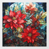 ステンドグラスのクリスマスポインセチアの窓の貼り ウィンドウサイン (シート)