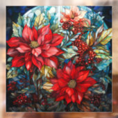 ステンドグラスのクリスマスポインセチアの窓の貼り ウィンドウサイン (シート2)