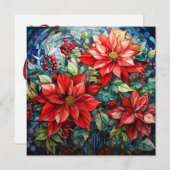 ステンドグラスのクリスマスポインセチア・カード シーズンカード (正面/裏面)