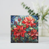 ステンドグラスのクリスマスポインセチア・カード シーズンカード (スタンド正面)