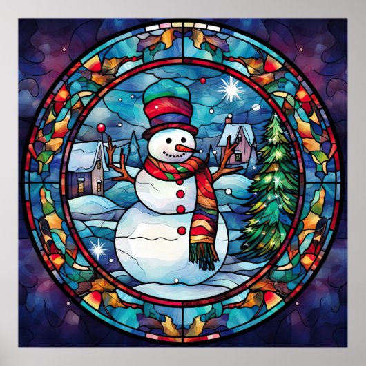 ステンドグラスのクリスマスポスター ポスター (正面)