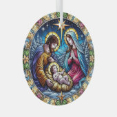 ステンドグラスのクリスマス出生 ガラスオーナメント (正面右)