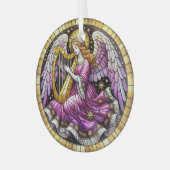 ステンドグラスのクリスマス遊天使のハープ ガラスオーナメント (正面左)