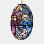 ステンドグラスのクリスマス セラミックオーナメント (左)