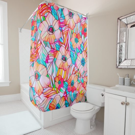 ステンドグラスのケシ シャワーカーテン (インサイチュ)