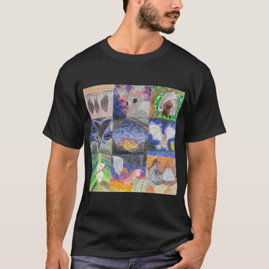 ステンドグラスのコウモリの窓 Tシャツ (正面)