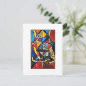 ステンドグラスのコーヒーマグのアクリルのアートワーク ポストカード (スタンド正面)