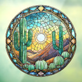 ステンドグラスのサボテン砂漠のシーン ウィンドウサイン (シート3)
