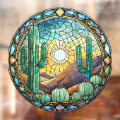 ステンドグラスのサボテン砂漠のシーン ウィンドウサイン (シート2)