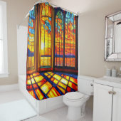 ステンドグラスのサンセットアート シャワーカーテン (インサイチュ)