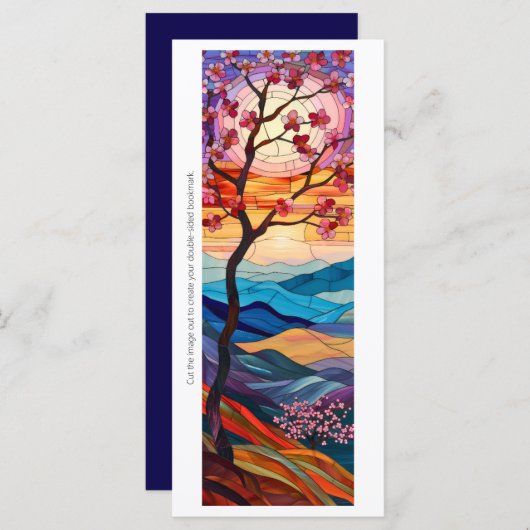 ステンドグラスのサンセットブックマークを作成 (正面/裏面)