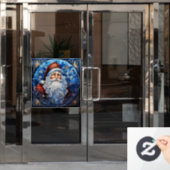 ステンドグラスのサンタ窓にしがみつく ウィンドウサイン (オフィスドア)