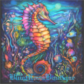 ステンドグラスのシーホースのシール シール (正面)