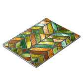 ステンドグラスのシームレスなテクスチャと葉のパターン、 ノートブック (左側)