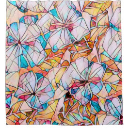 ステンドグラスのスミレ シャワーカーテン