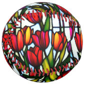 ステンドグラスのチューリップ、カスタマイズ可能なソフトボール ソフトボール (正面左)