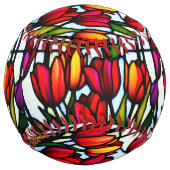 ステンドグラスのチューリップ、カスタマイズ可能なソフトボール ソフトボール (裏面)