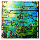 ステンドグラスのティファニーの窓はヒトデの海を見る タイル (正面)