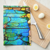 ステンドグラスのティファニーの窓ヒトデの海 キッチンタオル (四つ折り)