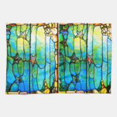 ステンドグラスのティファニーの窓ヒトデの海 キッチンタオル (横)