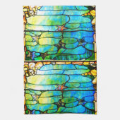 ステンドグラスのティファニーの窓ヒトデの海 キッチンタオル (縦)