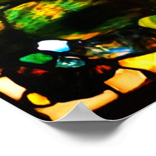 ステンドグラスのティファニーの窓ヒトデの海 ポスター (角)