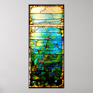 ステンドグラスのティファニーの窓ヒトデの海 ポスター