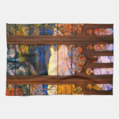 ステンドグラスのティファニービクトリアンの茶色い色 キッチンタオル (横)