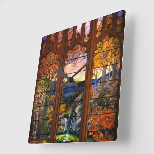 ステンドグラスのティファニービクトリアンエレガントの顔 スクエア壁時計 (傾斜)