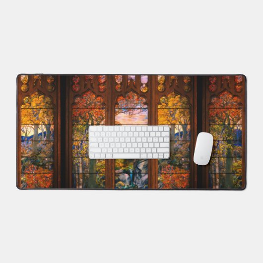 ステンドグラスのティファニービクトリアンエレガントの顔 デスクマット (キーボード&マウス)