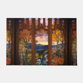 ステンドグラスのティファニービクトリアンエレガントの顔 ドアマット