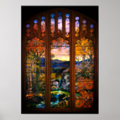 ステンドグラスのティファニービクトリアンエレガントの顔 ポスター (正面)