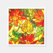 ステンドグラスのティファニー見える冬のフローラ赤い緑 スタンダードカクテルナプキン (正面)