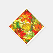 ステンドグラスのティファニー見える冬のフローラ赤い緑 スタンダードカクテルナプキン (角)