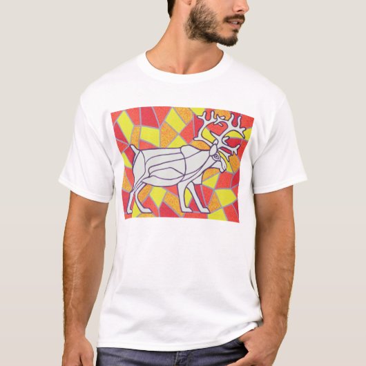 ステンドグラスのトナカイ Tシャツ (正面)