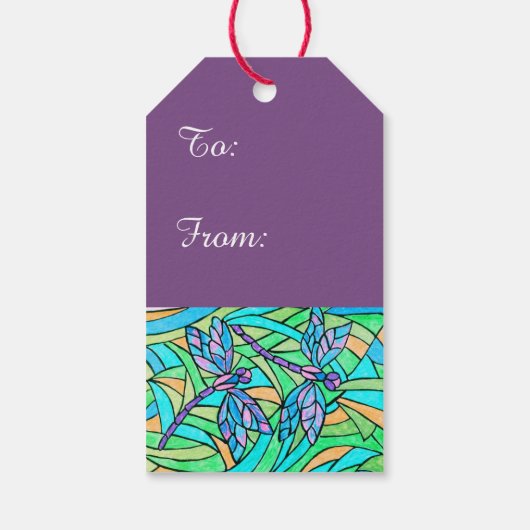 ステンドグラスのトンボの贈り物ラベル ギフトタグ (裏面)