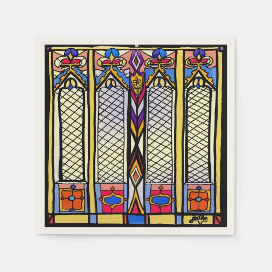 ステンドグラスのナプキン スタンダードカクテルナプキン (正面)