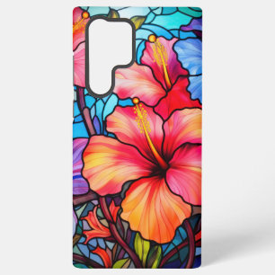 ステンドグラスのハイビスカスの花 - トロピカル フラワー SAMSUNG GALAXY S22 ULTRAケース