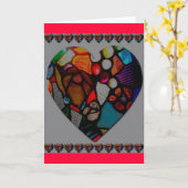 ステンドグラスのハートの挨拶状 カード (黄色い花)